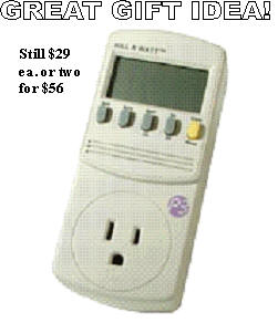 Kill-a-watt meter measures power usage